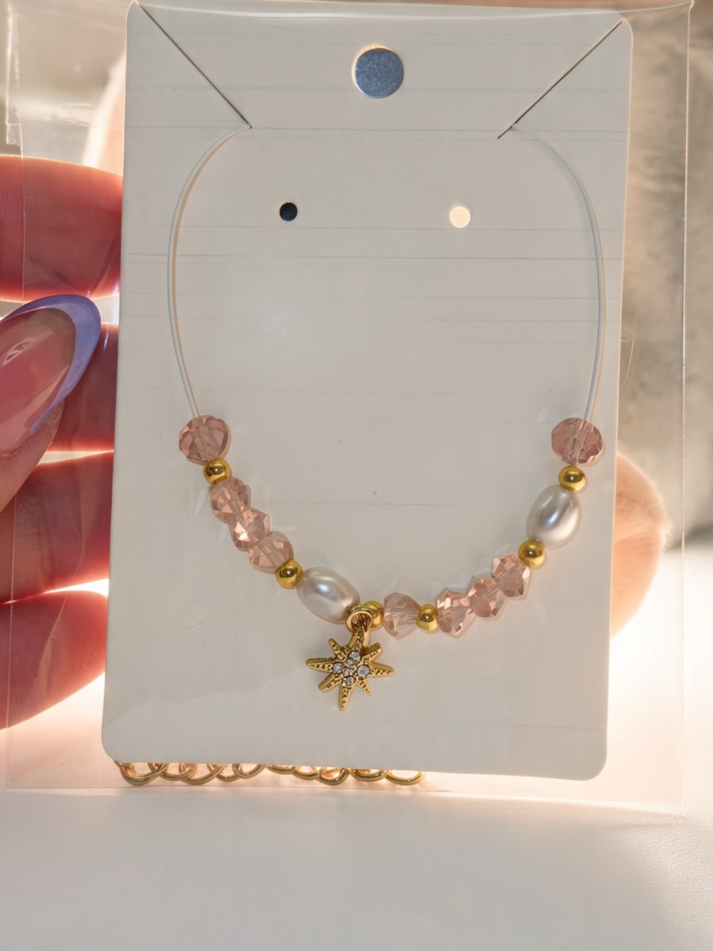 Gold Star Charm Pink Beaded Bracelet - Unbranded